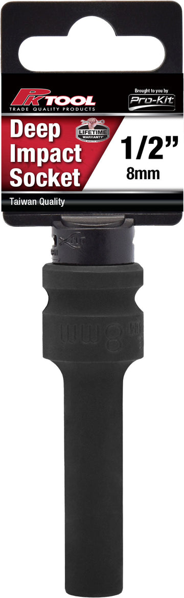PKTool 8mm 12PT 1/2 inch Dr Deep Impact Socket - PT11352 (Pickup Only)