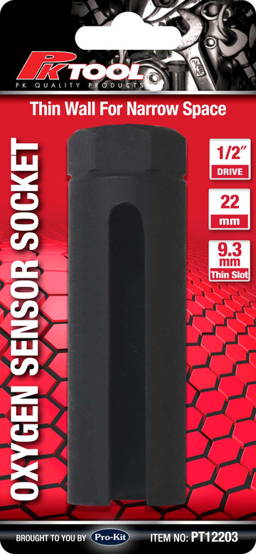 PKTool 1/2 inch Dr 22mm Thin Walled 89.6mm long Oxygen Sensor Socket - PT12203 (Pickup Only)