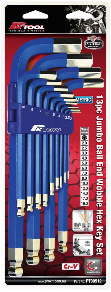 PKTool 13pc Jumbo Long Metric Ball End Hex Key Set with Magnetic End Tips - PT30512 (Pickup Only)