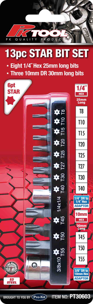PKTool 13pc Star Bits Set  - PT30603 (Pickup Only)