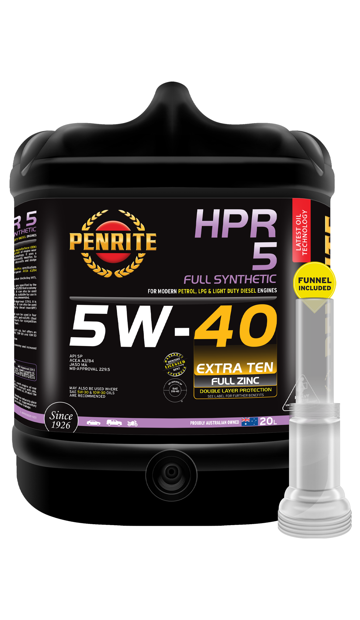 Penrite Table Penrite HPR 5 Full Synthetic Engine Oil 5w40 5W-40 20L HPR05020