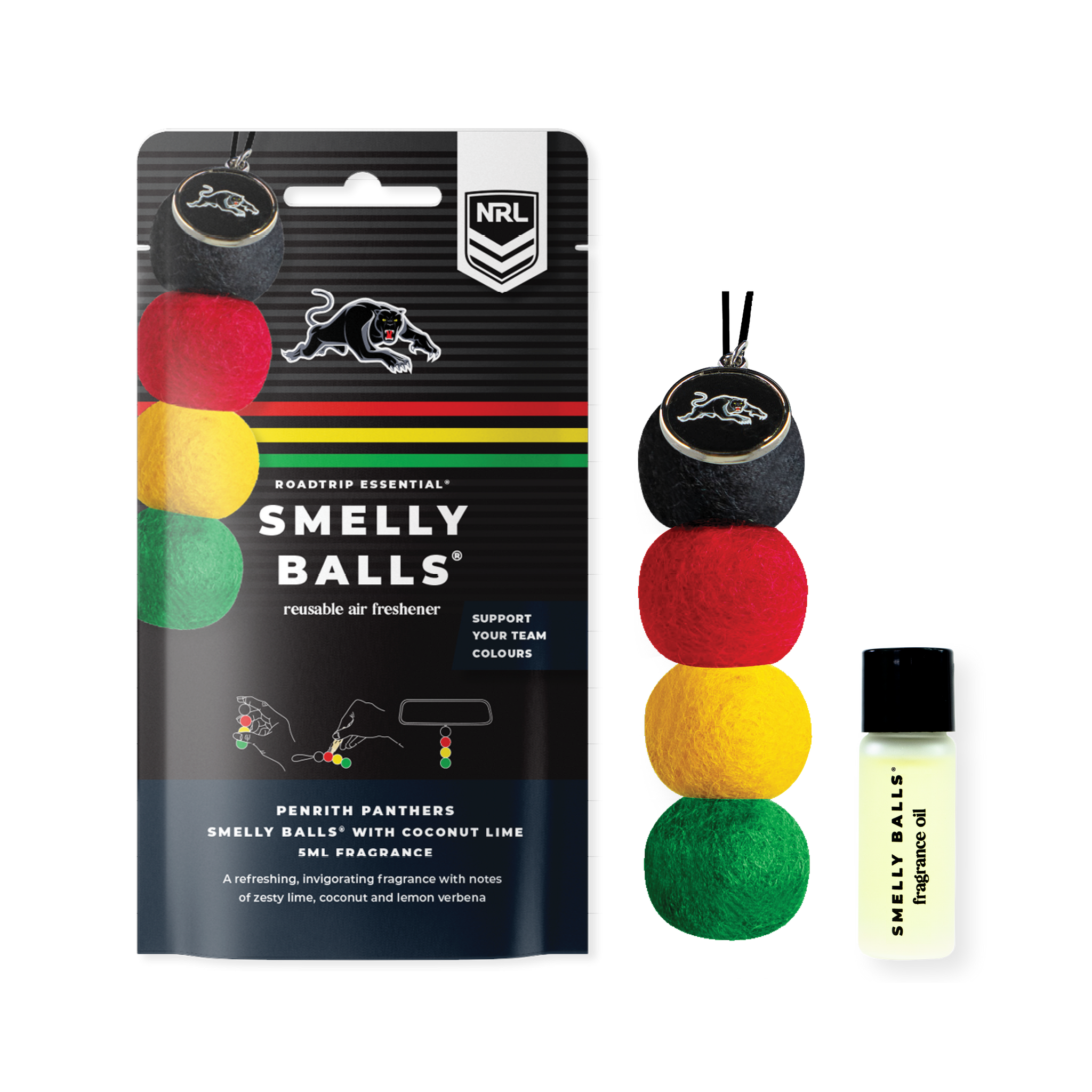 Smelly Balls Penrith Panthers Inspired Reusable Air Freshener Starter Set - NRL445AH