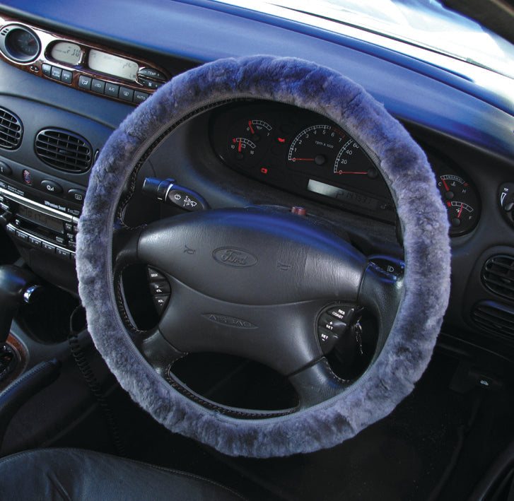 PCCovers 38cm Steering Wheel Cover - Sheepskin - Charcoal - RG2449CH (Pickup Only)