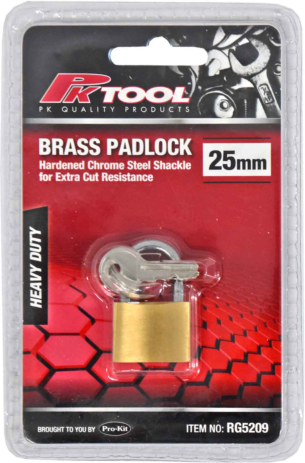 PKTool 25mm Heavy Duty Brass Padlock - RG5209 (Pickup Only)