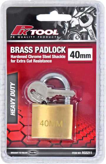 PKTool 40mm Heavy Duty Brass Padlock - RG5211 (Pickup Only)
