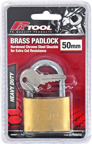 PKTool 50mm Heavy Duty Brass Padlock - RG5212 (Pickup Only)