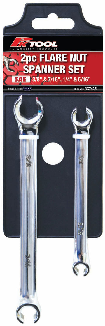 PKTool Spanner Set - 2Pc Flare Nut 3/8 inch and 7/16 inch, 1/4 inch and 5/16 inch - RG7435 (Pickup Only)