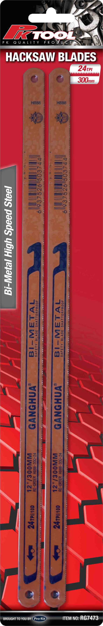 PKTool Hacksaw Blades - 2Pc 12 inch B1 Metal 24 Teeth/ inch - RG7473 (Pickup Only)