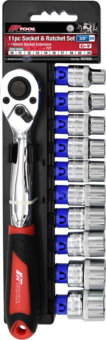 PKTool 3/8 inchDr 12pc Socket and Ratchet Set - RG7620 (Pickup Only)