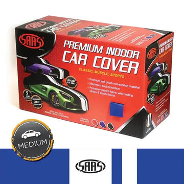 SAAS Car Cover Indoor Classic Medium 4.5m Blue With White Stripes - SC1021