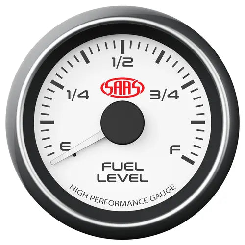 SAAS Fuel Level Gauge 52mm Muscle Series I White 12V - SG-FL52W