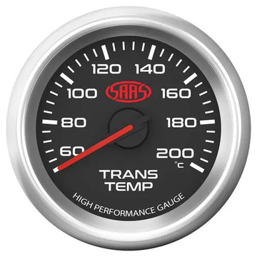 SAAS Trans Temp Gauge 60°-200° 52mm Muscle Series 3 Black 12V - SG32222