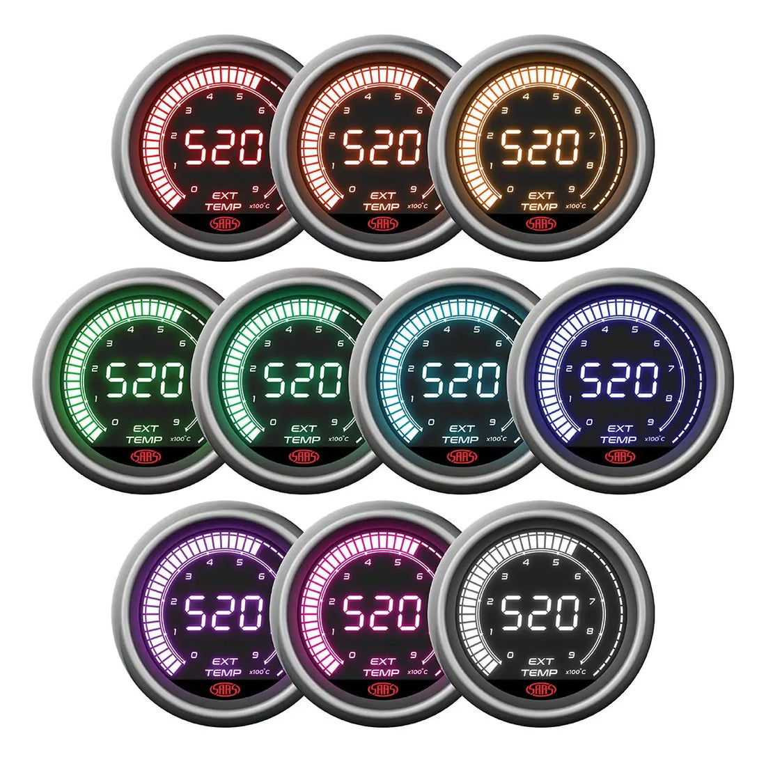 SAAS Exhaust Temp Gauge EGT Pyro 0°-900° 52mm Muscle Digital Series 12V - SG41240