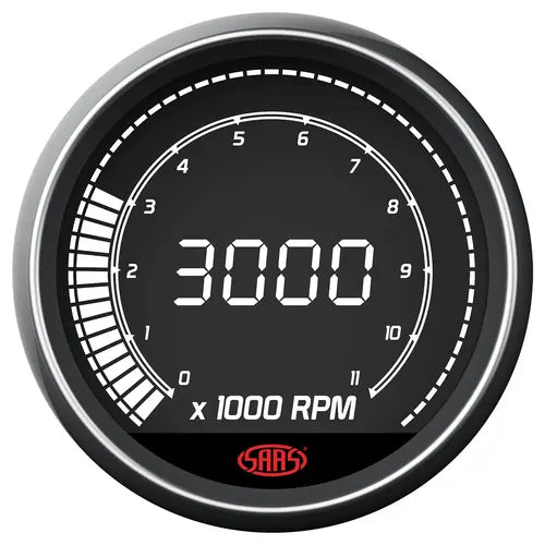 SAAS Tachometer 0-11K Shiftlite 80mm (3 1/8") In Dash Muscle Digital Series 12V - SG41264