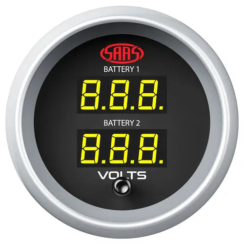 SAAS Dual Volt Digital Gauge 8v-18v 52mm Muscle Series II Black 12V - SGDDVLT52BS2