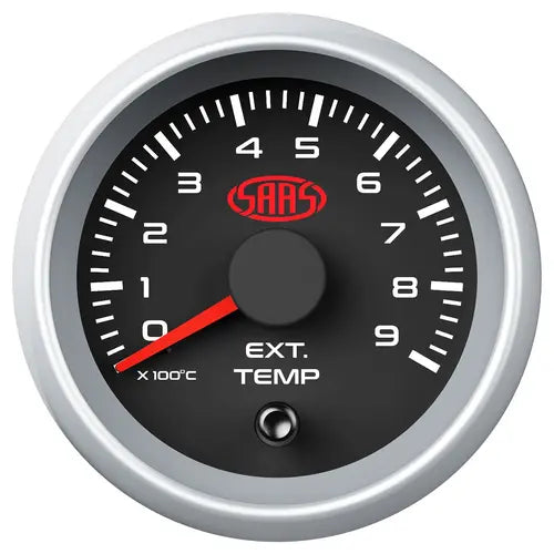 SAAS Exhaust Temp Gauge 0°-900° 52mm Muscle Series II Black 12V - SGEXT52B1S2