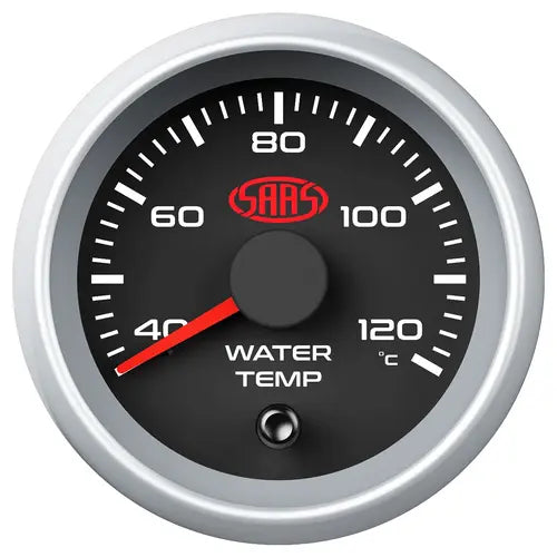 SAAS Water Temp Gauge 40°-120° 52mm Muscle Series II Black 12V - SGWT52BS2