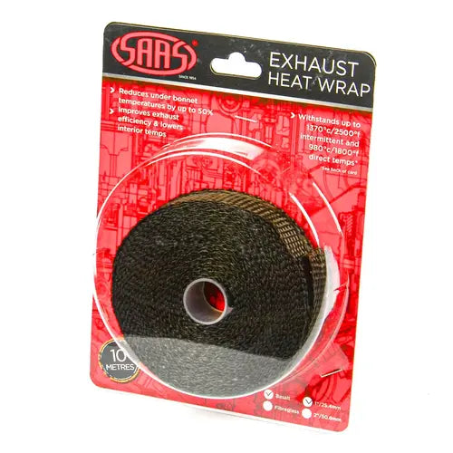 SAAS Exhaust Wrap Basalt Black 25mm (1in) x 10m - SHWT2510B