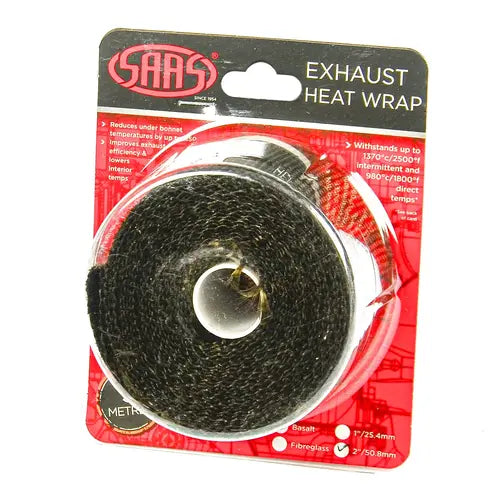 Basalt Wrap SAAS Exhaust Wrap Basalt Black 50mm (2in) x 5m - SHWT5005B | Auto One