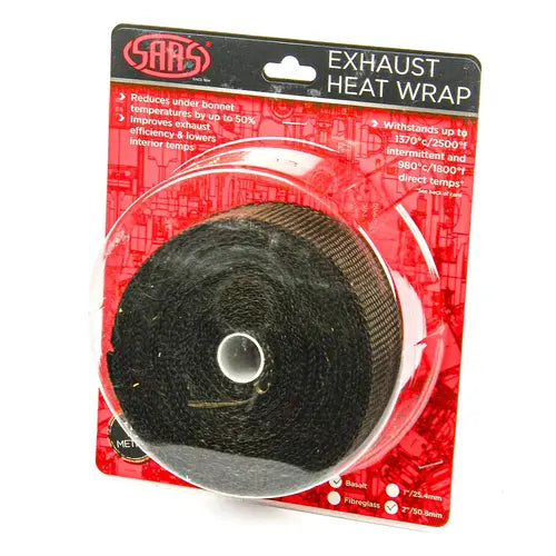 SAAS Exhaust Wrap Basalt Black 50mm (2in) x 15m - SHWT5015B