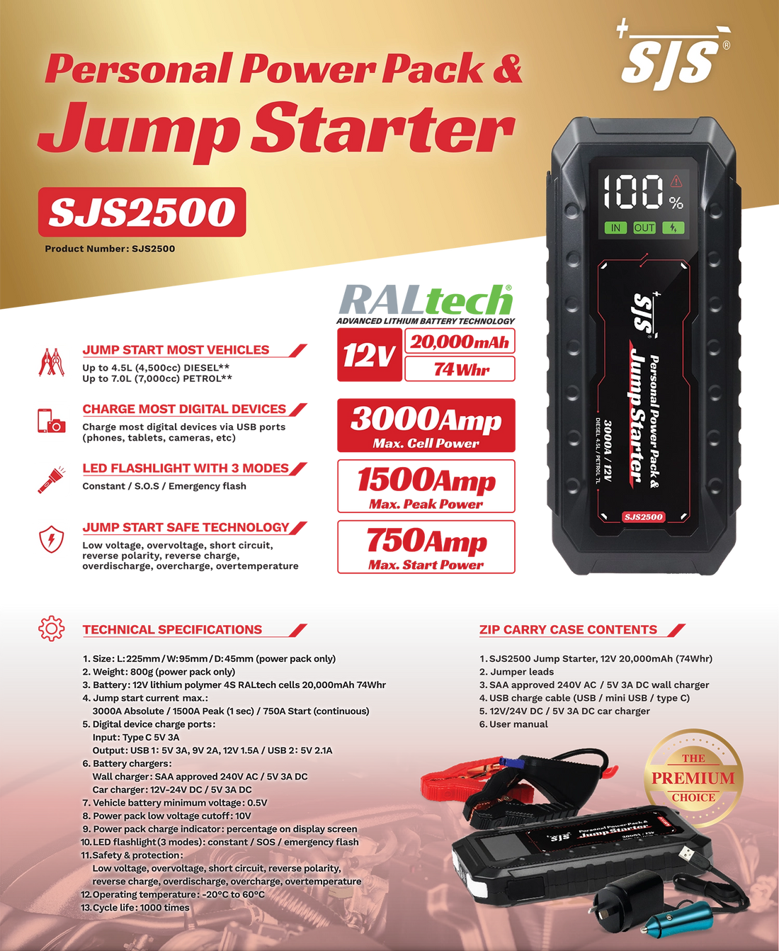 SJS 2500 Personal Power Pack Jump Starter - SJS2500