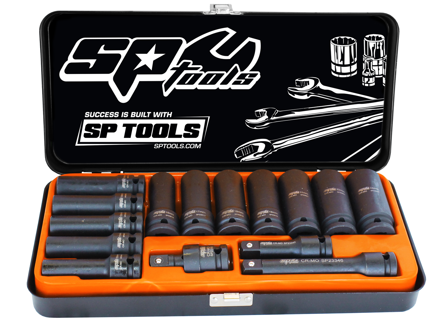SP Tools 1/2 inch Dr Deep Impact Socket Set - 6pt Metric - 15pc - SP20320
