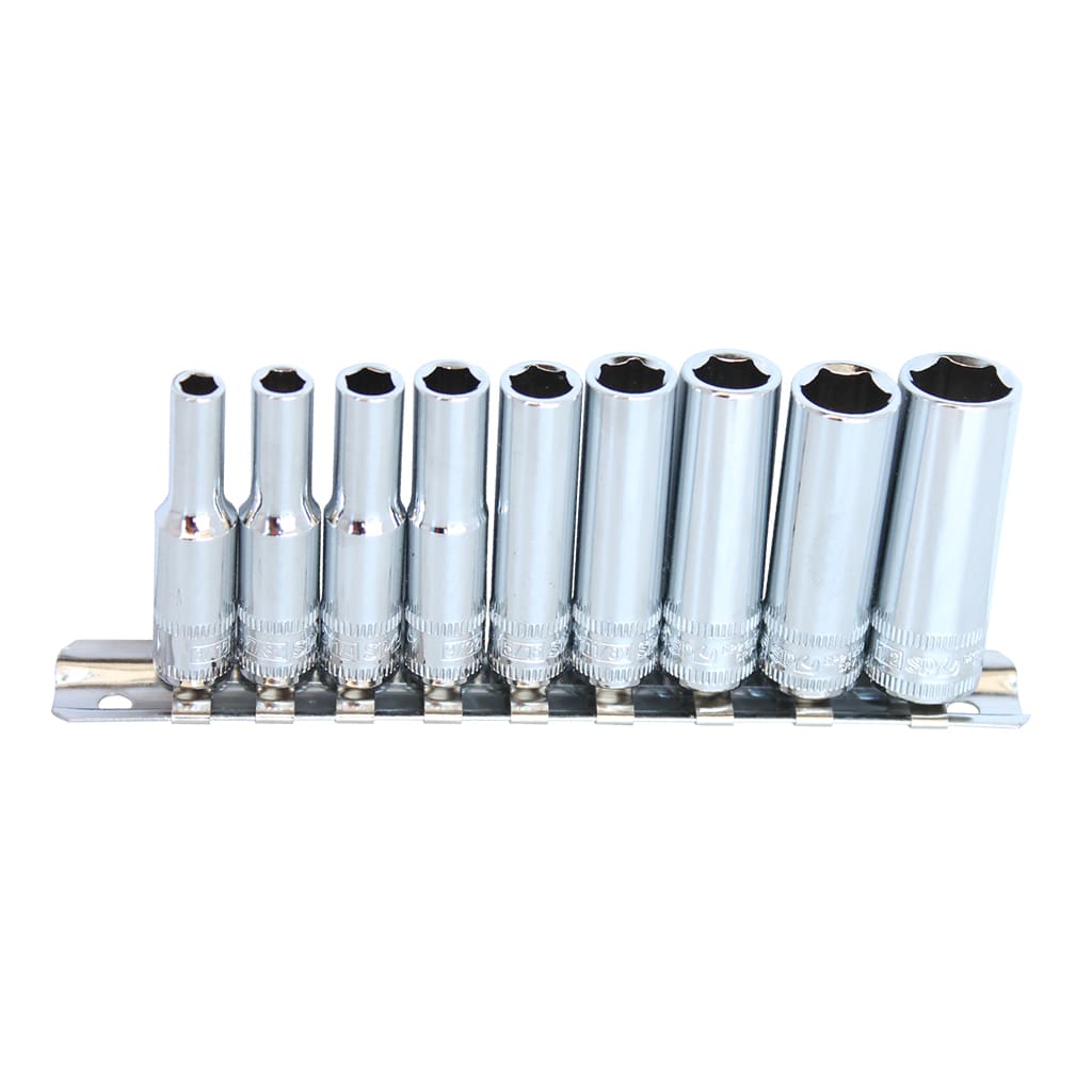 SP Tools 1/4 inch Dr Deep Socket Rail Set - 6pt SAE - 9pc - SP20141
