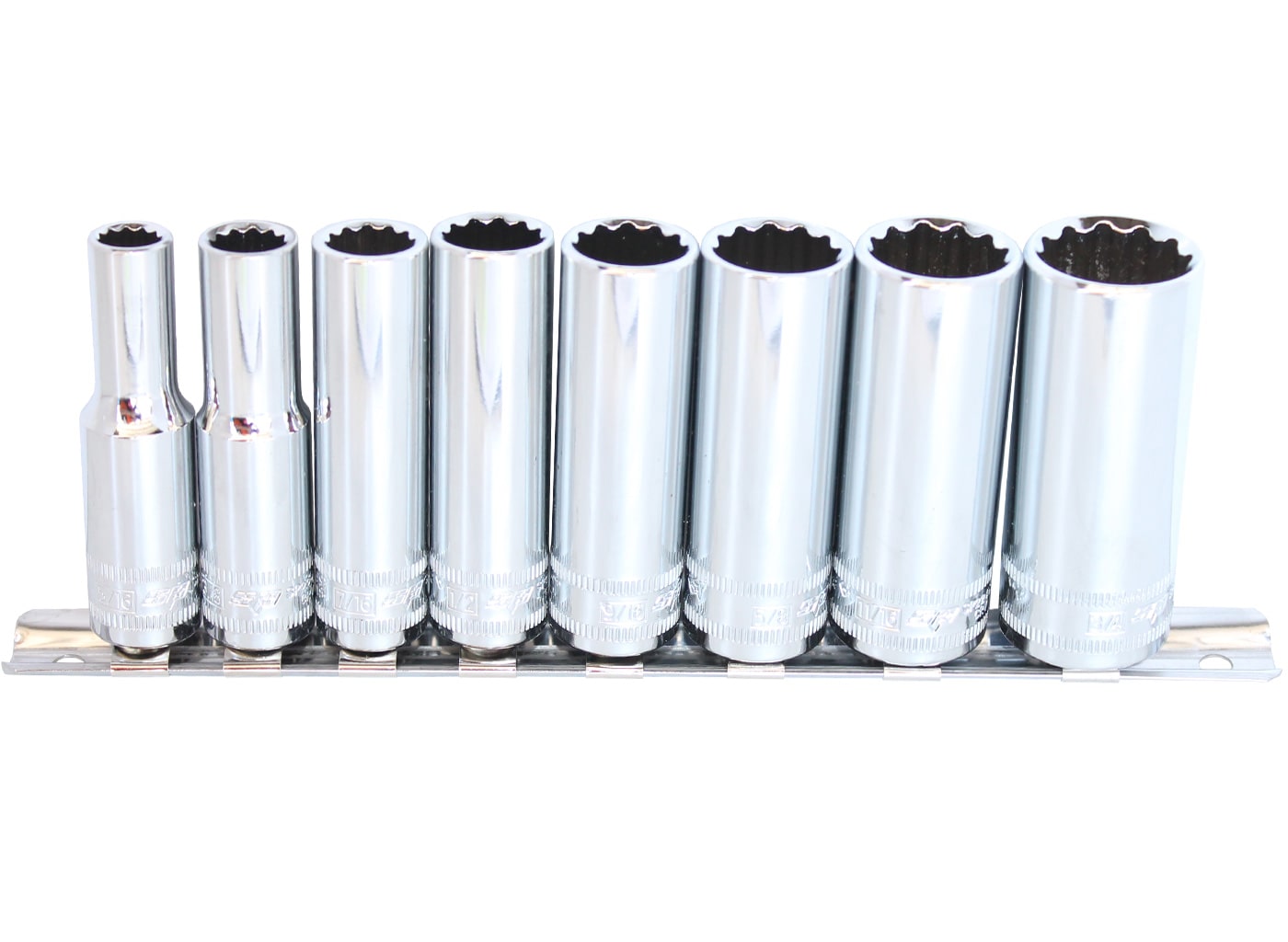SP Tools 3/8 inch Dr Deep Socket Rail Set - 12pt SAE - 8pc - SP20241