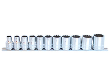 SP Tools 1/2 inch Dr Socket Rail Set - 12pt SAE - 11pc - SP20331