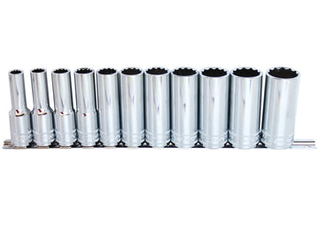 SP Tools 1/2 inch Dr Deep Socket Rail Set - 12pt SAE - 11pc - SP20341