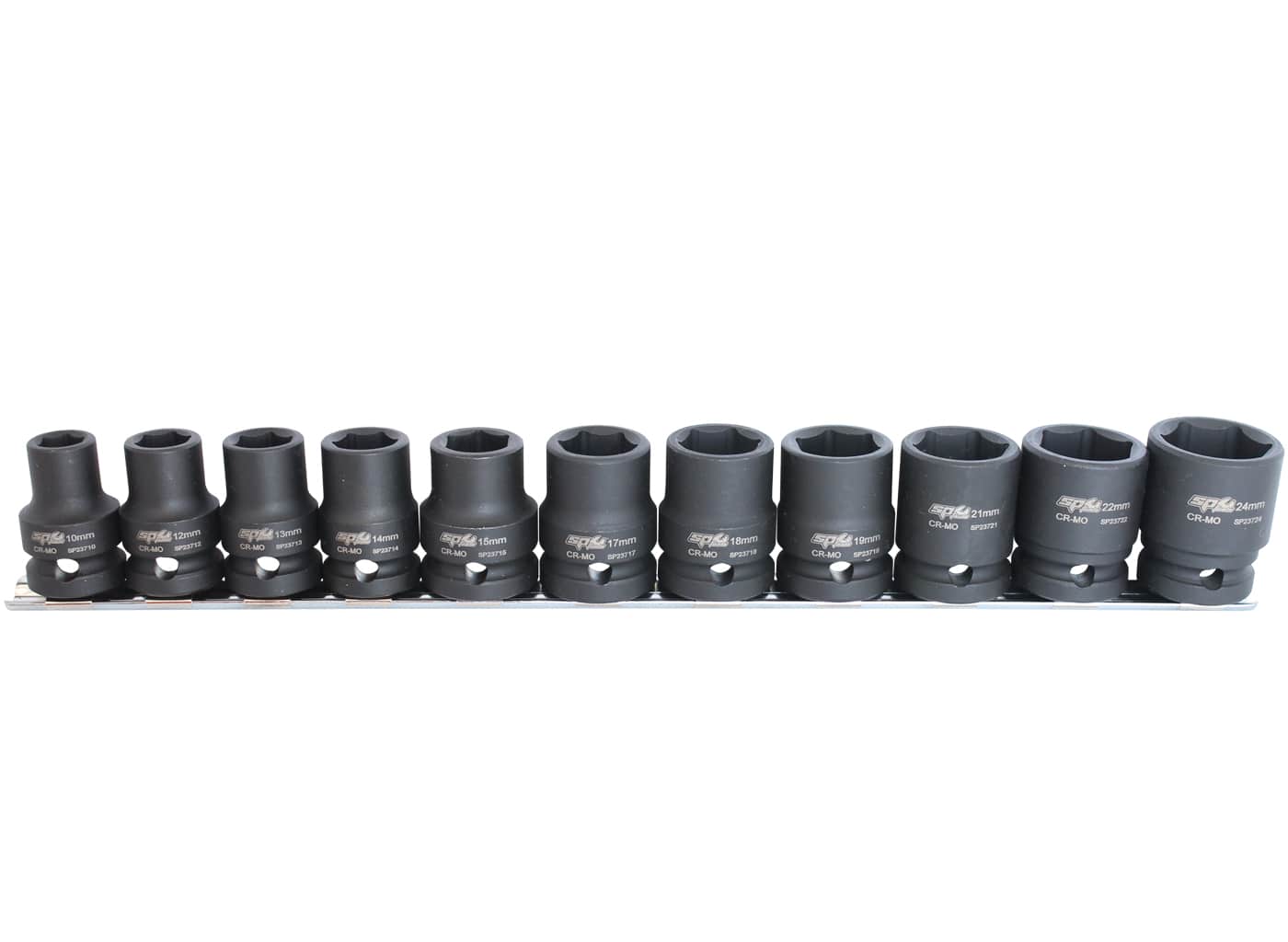 SP Tools 1/2 inch Dr Impact Socket Rail Set - 6pt Metric - 11pc - SP20350