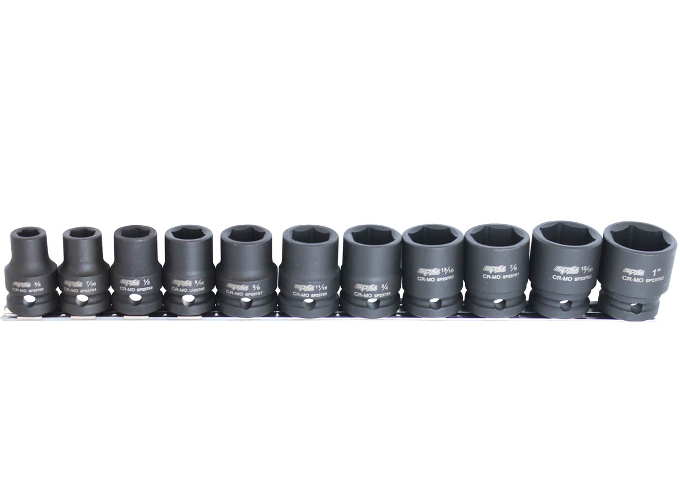 SP Tools 1/2 inch Dr Impact Socket Rail Set - 6pt SAE - 11pc - SP20351