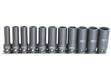 SP Tools 1/2 inch Dr Deep Impact Socket Rail Set - 6pt Metric - 11pc - SP20360