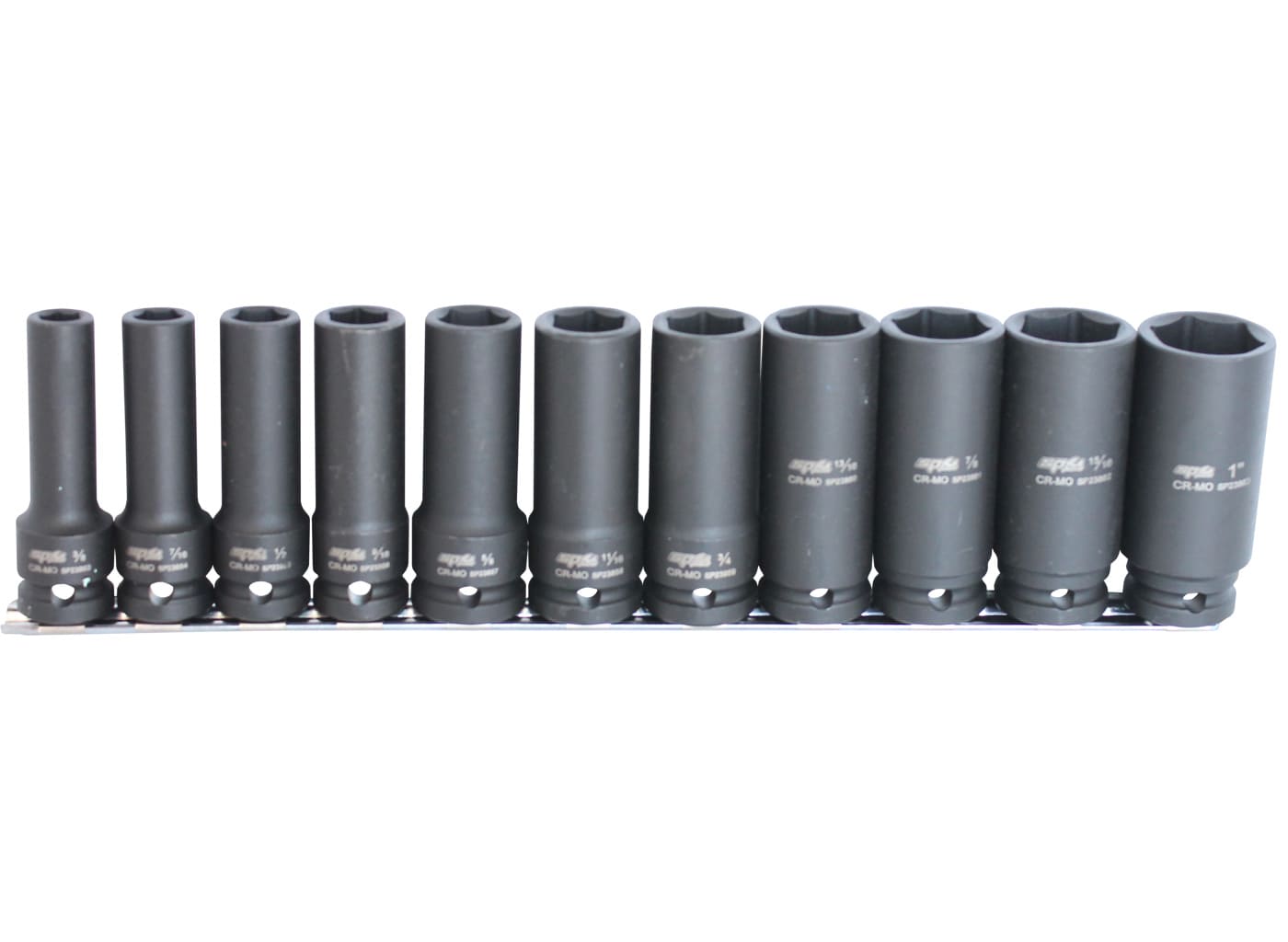 SP Tools 1/2 inch Dr Deep Impact Socket Rail Set - 6pt SAE - 11pc - SP20361