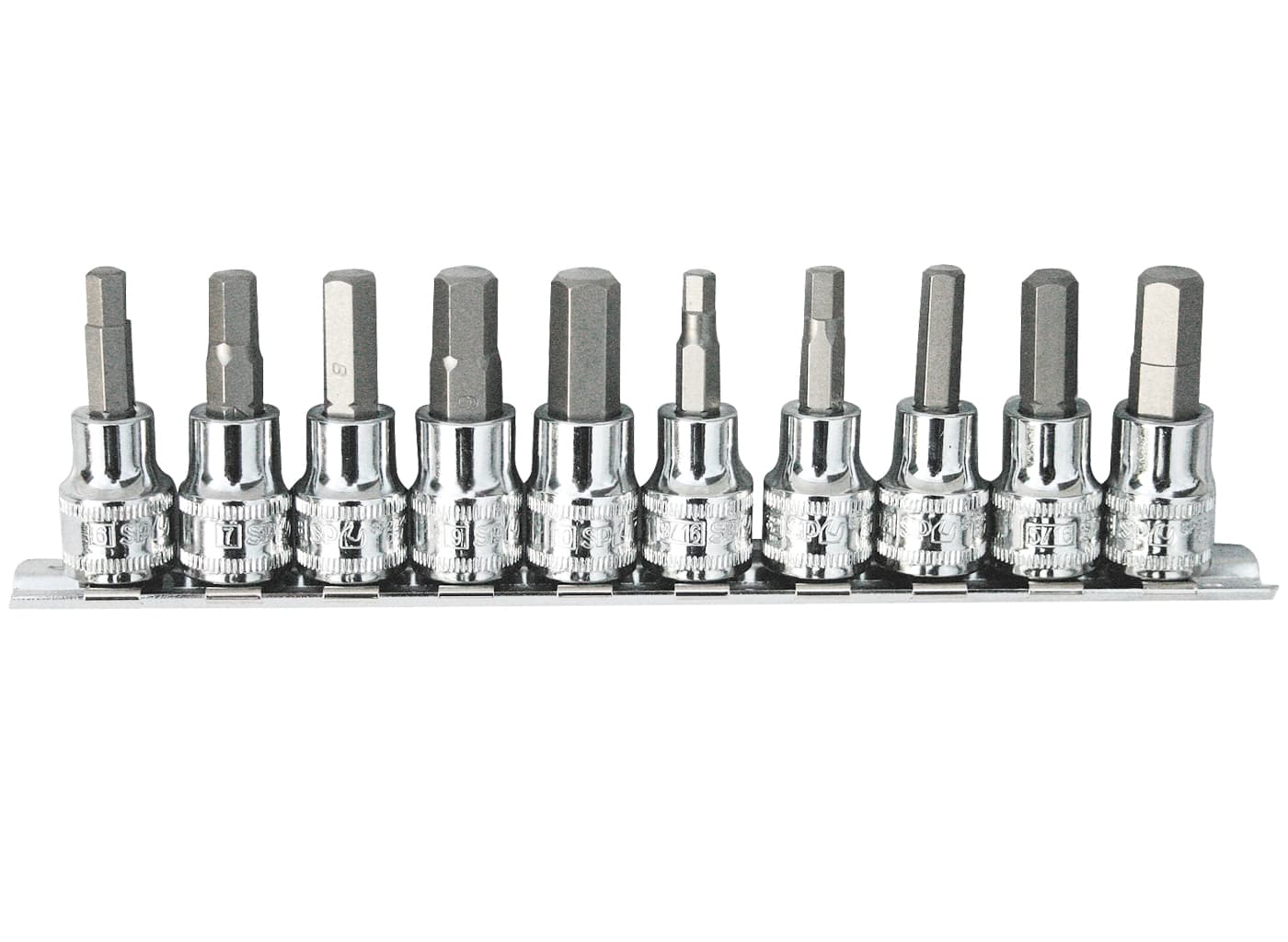 SP Tools 1/4 inch Dr & 3/8 inch Dr Inhex Socket Rail Set - 10pc - SAE - SP20546