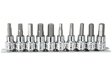 SP Tools 1/4 inch Dr & 3/8 inch Dr Inhex Socket Rail Set - 10pc - SAE - SP20546