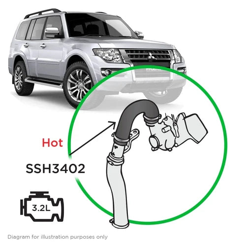SAAS Mitsubishi Pajero 3.2 NS NT NX NW 2006 - 2020 Intercooler Hot Side Silicone - SSH3402
