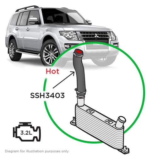 SAAS Mitsubishi Pajero 3.2 NS NT NX NW 2006 - 2020 Intercooler Hot Side Small Silicone - SSH3403