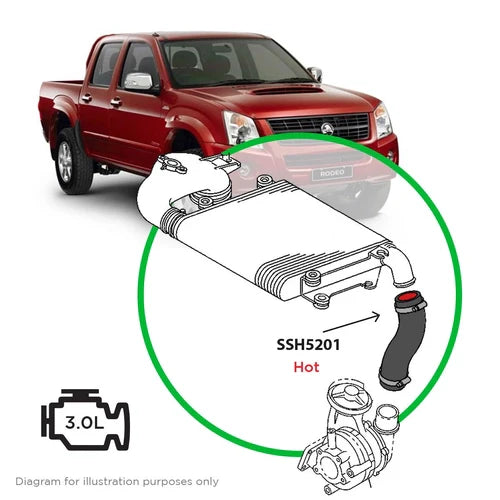 SAAS Holden RA/RA7 Rodeo, RC Colorado 08-10 4JJ1 Intercooler Hot Side Silicone - SSH5201