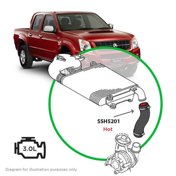 SAAS Holden RA/RA7 Rodeo, RC Colorado 08-10 4JJ1 Intercooler Hot Side Silicone - SSH5201