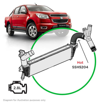 SAAS Silicone Intercooler Hot Pipe to suit Holden Colorado RG 2.8L CTDI  2012 - on - SSH5204