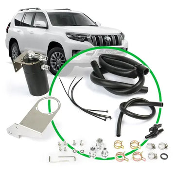 SAAS Oil Catch Tank Full Kit Prado 150 SerIes 2.8L 2015 On Black Can - ST1203-1014