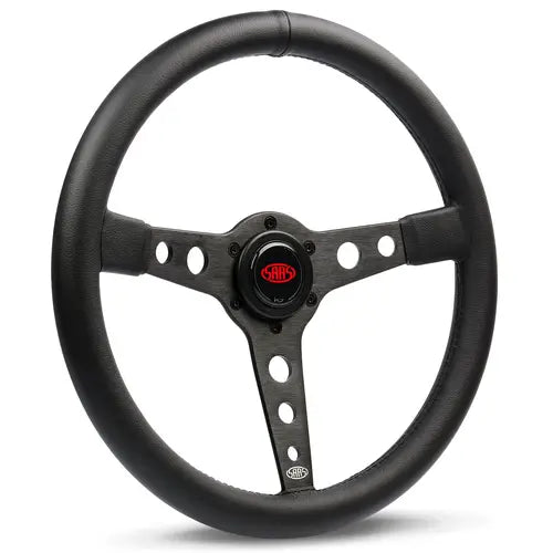 SAAS Steering Wheel Leatherette 14" ADR Retro Black Spoke Black Stitching - SW616OS-BS