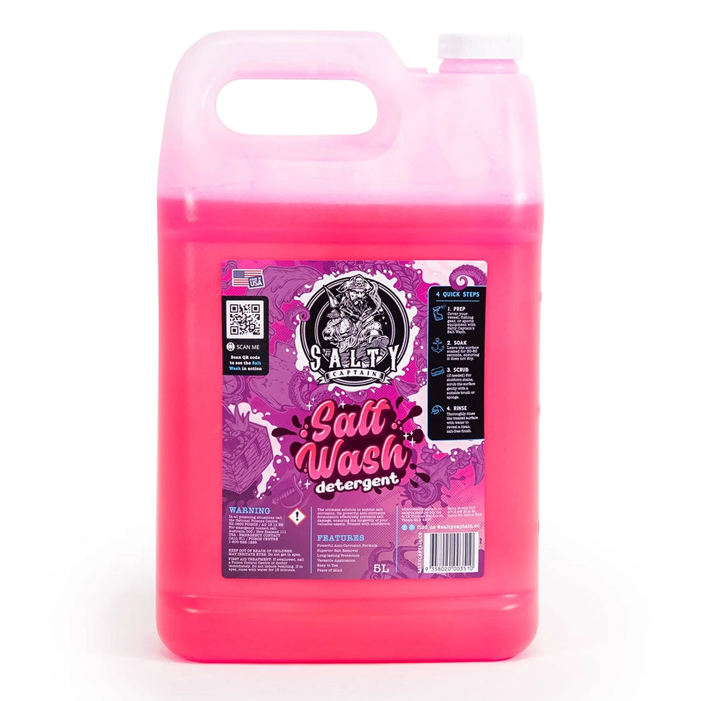 Pink detergent container with a label on a white background