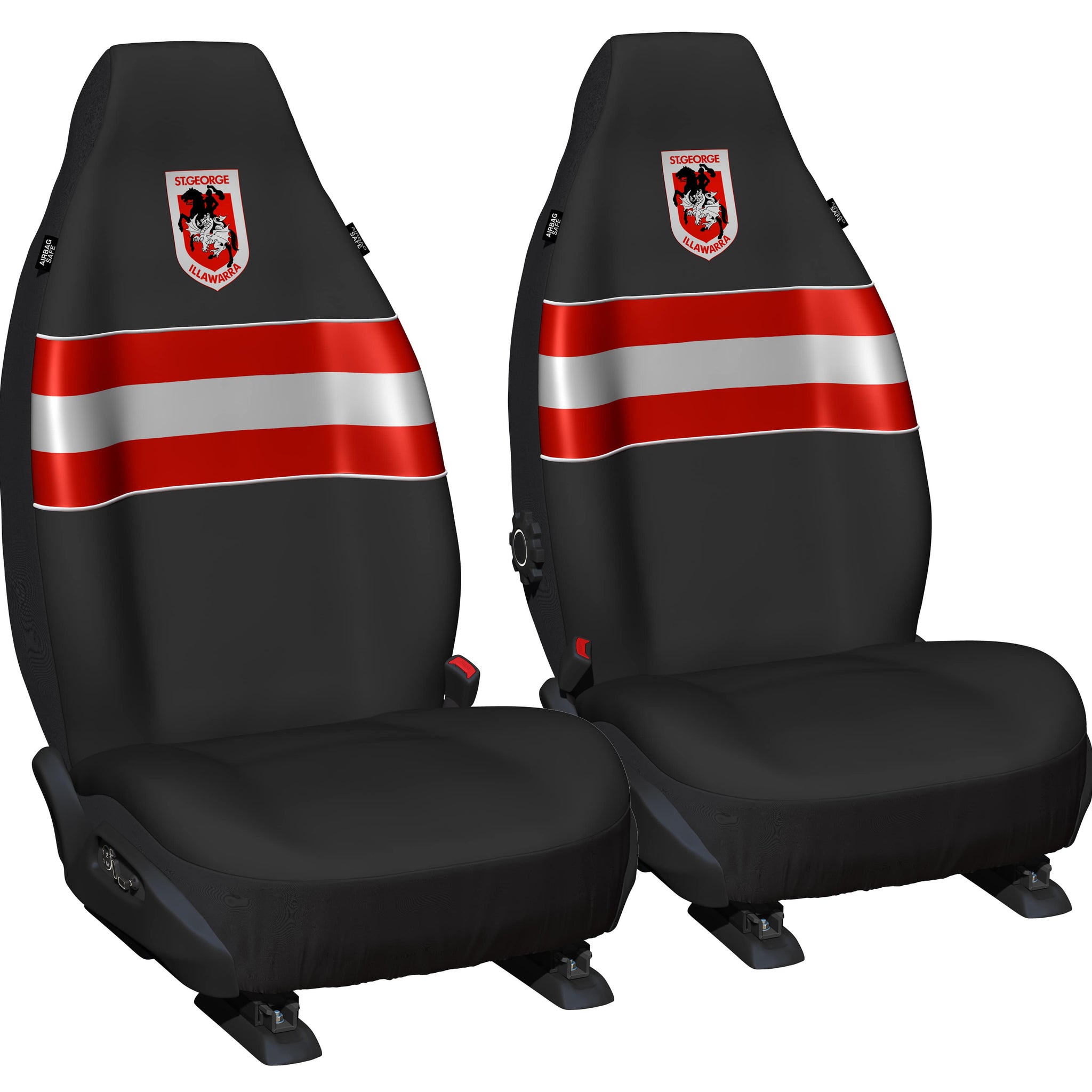 NRL Seat Cover Dragons Universal Size 60 Front Pair - PPNRLDRA6/2