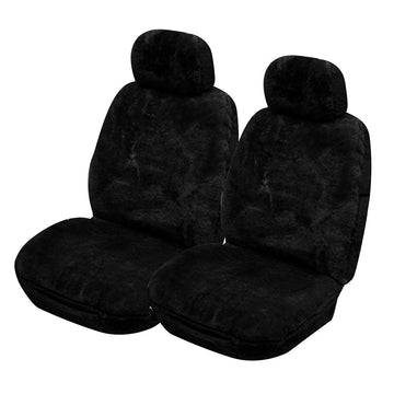 MyCar Downunder 16mm Thick Sheepskin Front Seat Covers Universal Size 30 - Black - SDOWA3004