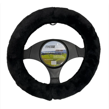 MyCar Finesse Faux Fur Steering Wheel Cover Black - SWCFAUX04