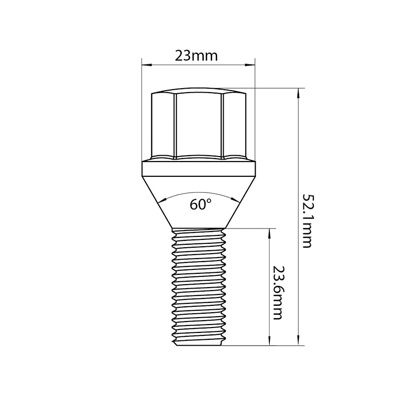 Tridon Wheel Bolt - M12 x 1.5 Tapered Seat 52.1mm - TWB003