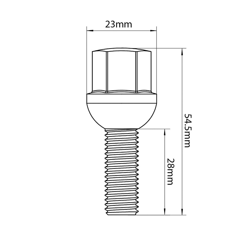Tridon Wheel Bolt - M14 x 1.5 Ball Seat 54.5mm - TWB006