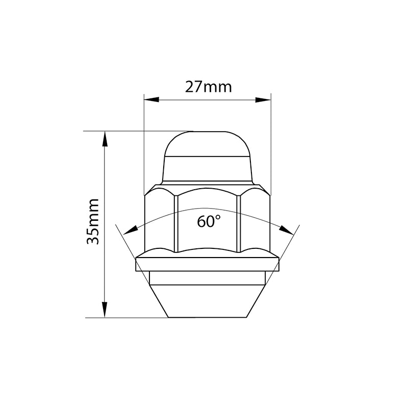 Tridon Wheel Nut - M12 x 1.5 Tapered Seat 35mm - TWN008